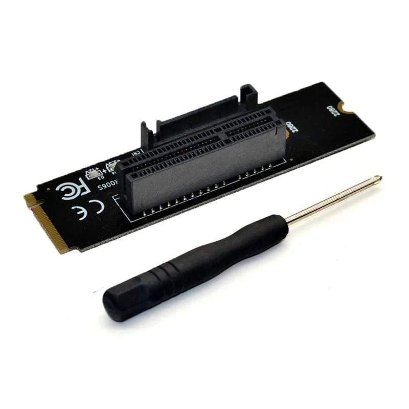 NGFF M.2 auf PCI-E 4X Riser-Karte M2 M Key auf PCIe X4 Adapter mit LED-Anzeige SATA Power Riser für Bitcoin Miner Mining
