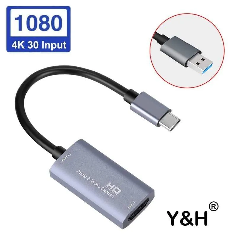 Y & H Audio-Video-Aufnahmekarte HDMI-kompatibel für Typ-C-Aufnahme und Live-Streaming über DSLR, Camcorder, Action-Cam, PS4, Xbox, Switch