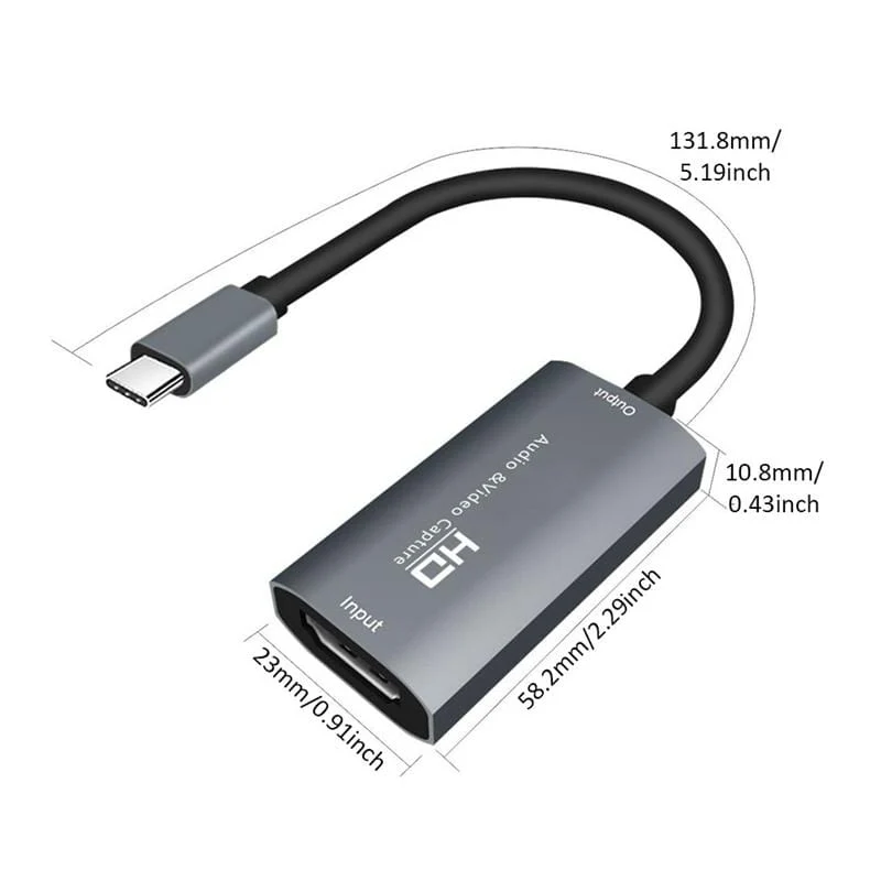 Y & H Audio-Video-Aufnahmekarte HDMI-kompatibel für Typ-C-Aufnahme und Live-Streaming über DSLR, Camcorder, Action-Cam, PS4, Xbox, Switch