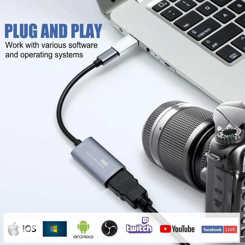 Y & H Audio-Video-Aufnahmekarte HDMI-kompatibel für Typ-C-Aufnahme und Live-Streaming über DSLR, Camcorder, Action-Cam, PS4, Xbox, Switch