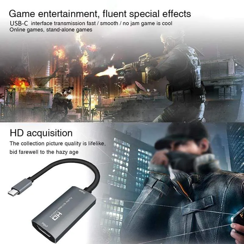 Y & H Audio-Video-Aufnahmekarte HDMI-kompatibel für Typ-C-Aufnahme und Live-Streaming über DSLR, Camcorder, Action-Cam, PS4, Xbox, Switch