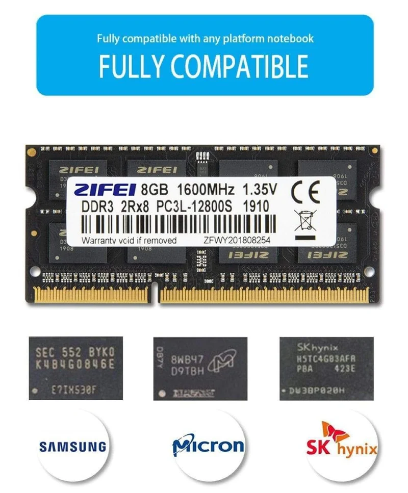 DDR3-RAM 8 GB 1600HMz DDR3L 1866HMz 1333HMz 1.35 V Laptop-RAM-Speicher