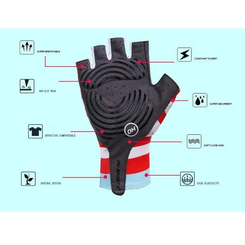 Fahrradhandschuhe mit rutschfestem Gelpolster, kurz, mit halbem Finger, stilvolle Fahrradhandschuhe, atmungsaktiv, Outdoor-Sport, Herren/Damen, Fahrradhandschuhe