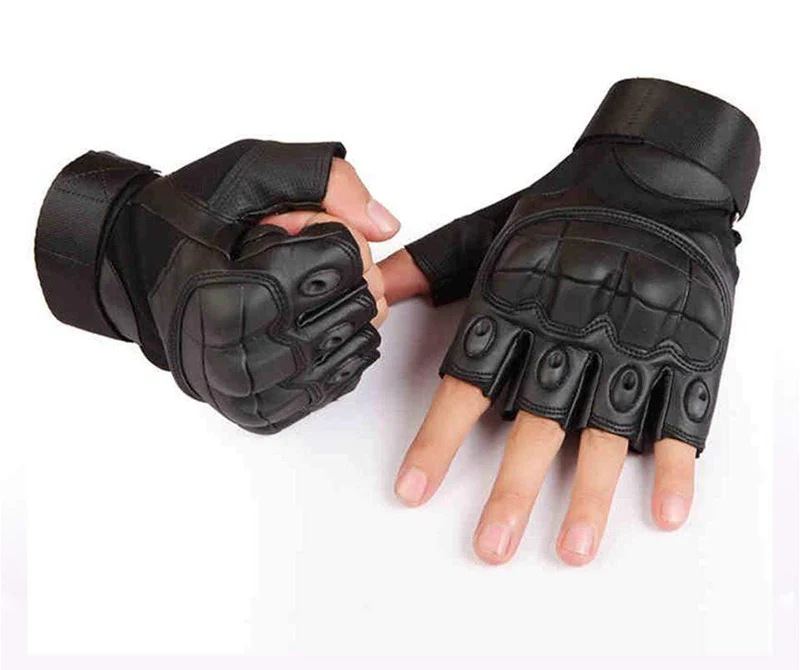 Militärische taktische Handschuhe PU-Leder Vollfingerhandschuh Airsoft Paintball Fahrrad Jagd Wandern Radfahren Männer Fäustlinge Fingerlos