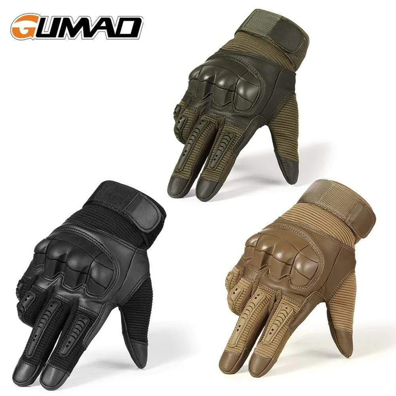 Militärische taktische Handschuhe PU-Leder Vollfingerhandschuh Airsoft Paintball Fahrrad Jagd Wandern Radfahren Männer Fäustlinge Fingerlos