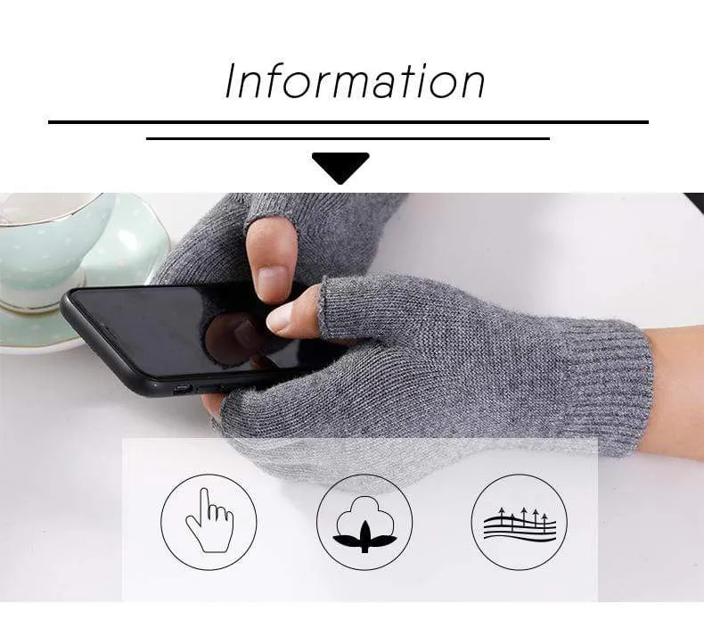 Sparsil Damen Herren Halbfinger Kaschmirhandschuh Kurz Wollgestrickt Handgelenk Fäustling Winter Warm Unisex Wolle Stretch Fingerlose Handschuhe