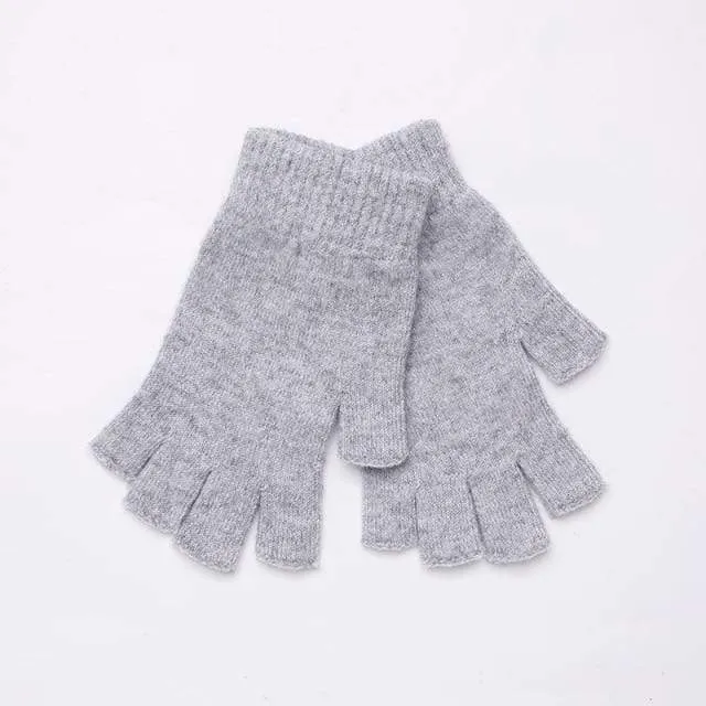 Sparsil Damen Herren Halbfinger Kaschmirhandschuh Kurz Wollgestrickt Handgelenk Fäustling Winter Warm Unisex Wolle Stretch Fingerlose Handschuhe