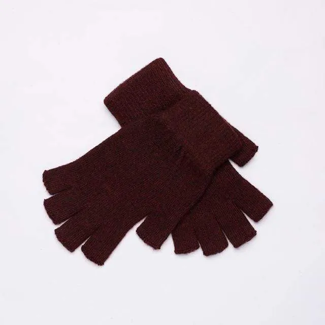 Sparsil Damen Herren Halbfinger Kaschmirhandschuh Kurz Wollgestrickt Handgelenk Fäustling Winter Warm Unisex Wolle Stretch Fingerlose Handschuhe