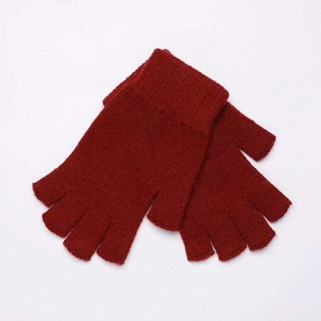 Sparsil Damen Herren Halbfinger Kaschmirhandschuh Kurz Wollgestrickt Handgelenk Fäustling Winter Warm Unisex Wolle Stretch Fingerlose Handschuhe