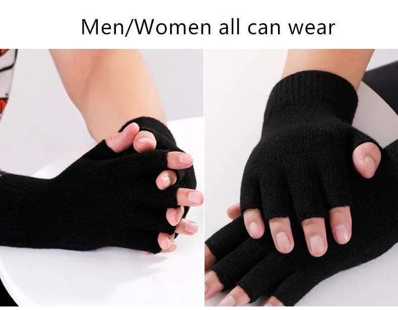 Sparsil Damen Herren Halbfinger Kaschmirhandschuh Kurz Wollgestrickt Handgelenk Fäustling Winter Warm Unisex Wolle Stretch Fingerlose Handschuhe