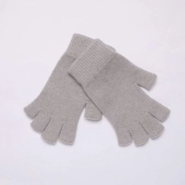 Sparsil Damen Herren Halbfinger Kaschmirhandschuh Kurz Wollgestrickt Handgelenk Fäustling Winter Warm Unisex Wolle Stretch Fingerlose Handschuhe