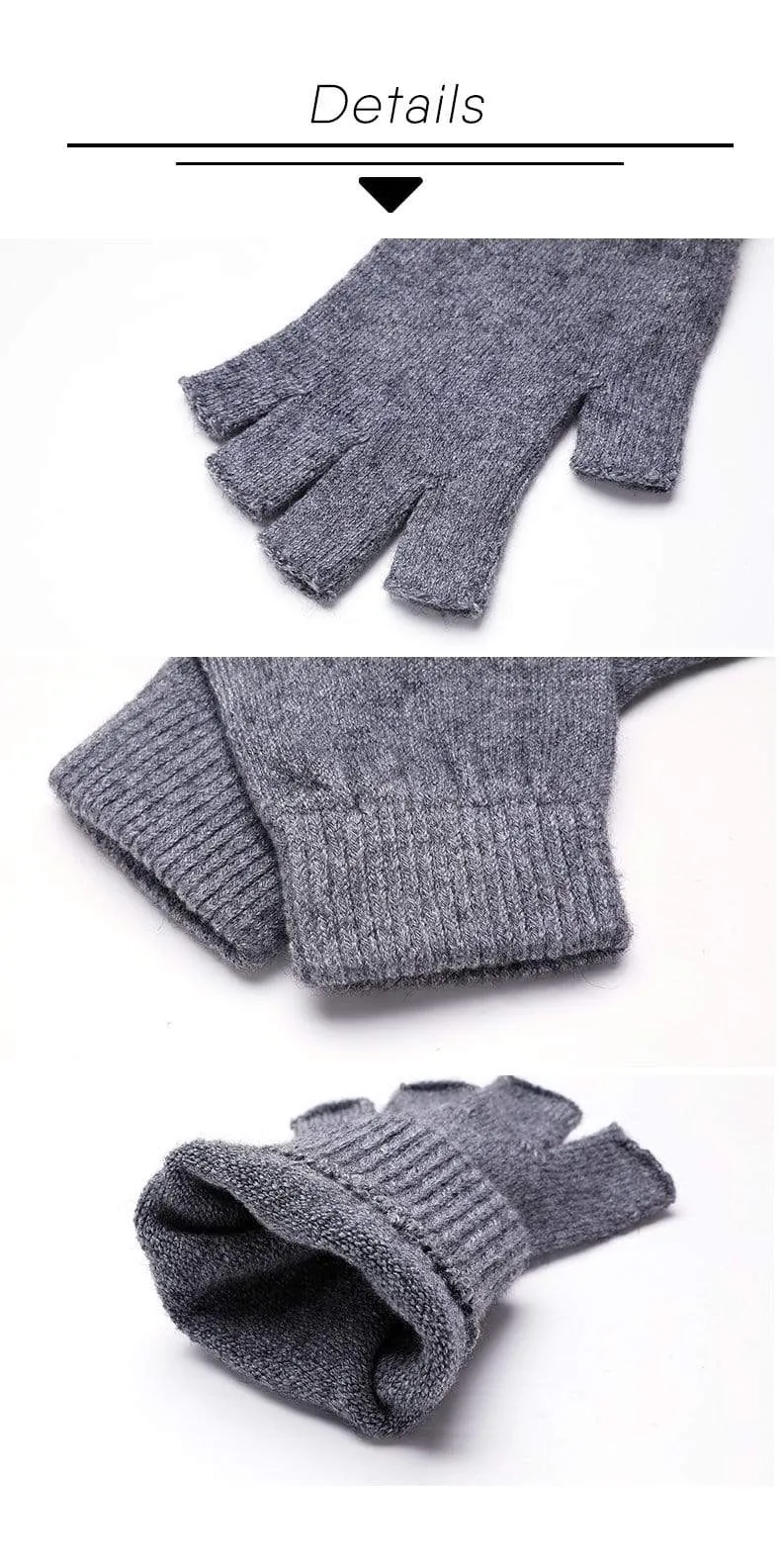 Sparsil Damen Herren Halbfinger Kaschmirhandschuh Kurz Wollgestrickt Handgelenk Fäustling Winter Warm Unisex Wolle Stretch Fingerlose Handschuhe