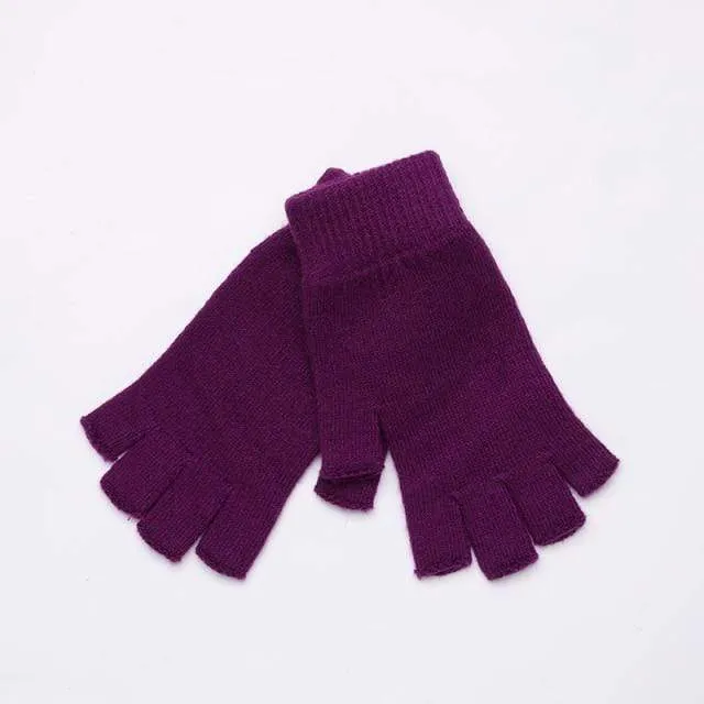 Sparsil Damen Herren Halbfinger Kaschmirhandschuh Kurz Wollgestrickt Handgelenk Fäustling Winter Warm Unisex Wolle Stretch Fingerlose Handschuhe