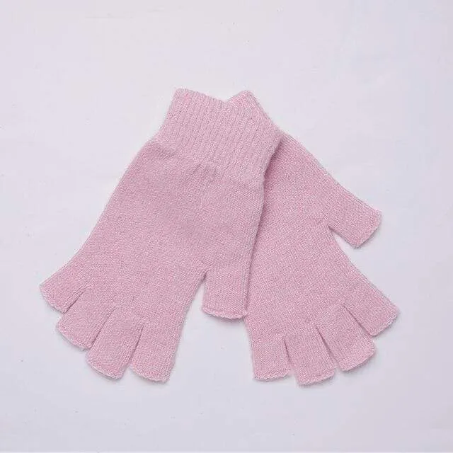 Sparsil Damen Herren Halbfinger Kaschmirhandschuh Kurz Wollgestrickt Handgelenk Fäustling Winter Warm Unisex Wolle Stretch Fingerlose Handschuhe