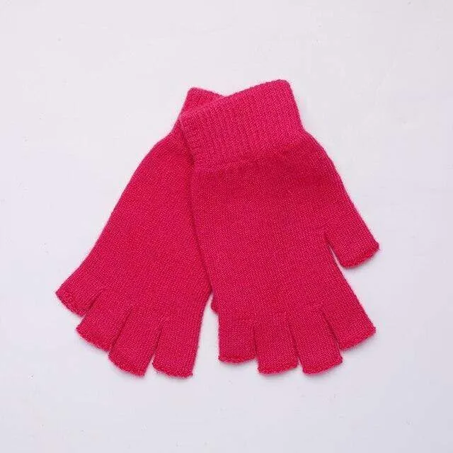 Sparsil Damen Herren Halbfinger Kaschmirhandschuh Kurz Wollgestrickt Handgelenk Fäustling Winter Warm Unisex Wolle Stretch Fingerlose Handschuhe
