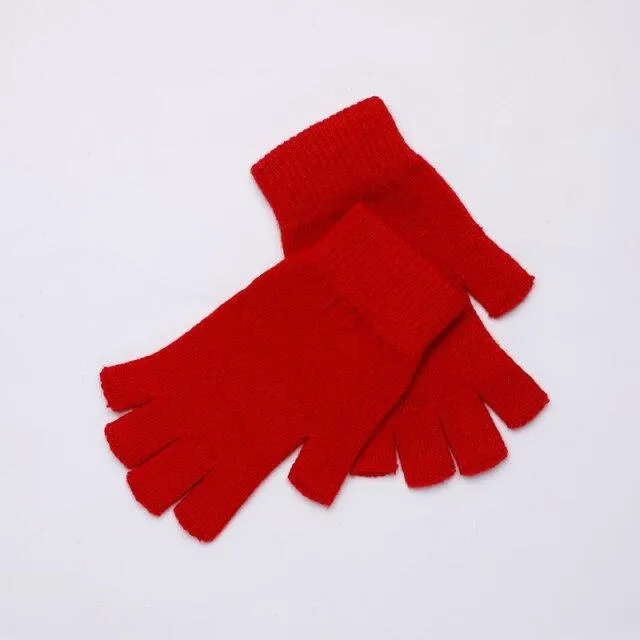 Sparsil Damen Herren Halbfinger Kaschmirhandschuh Kurz Wollgestrickt Handgelenk Fäustling Winter Warm Unisex Wolle Stretch Fingerlose Handschuhe