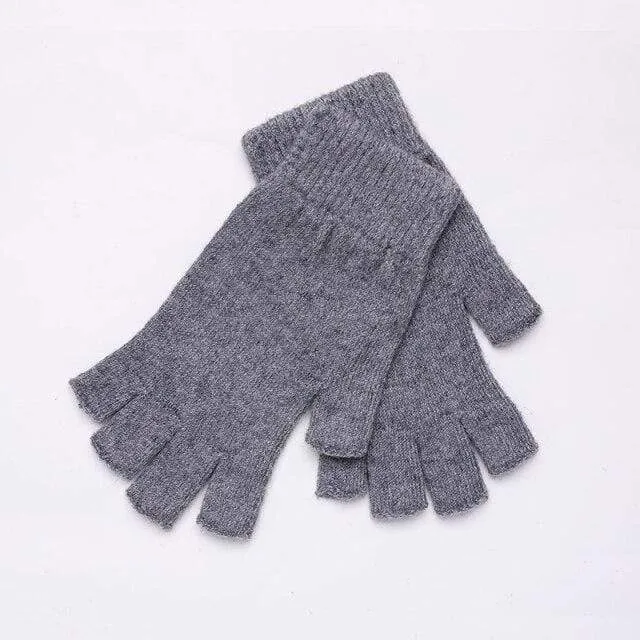 Sparsil Damen Herren Halbfinger Kaschmirhandschuh Kurz Wollgestrickt Handgelenk Fäustling Winter Warm Unisex Wolle Stretch Fingerlose Handschuhe