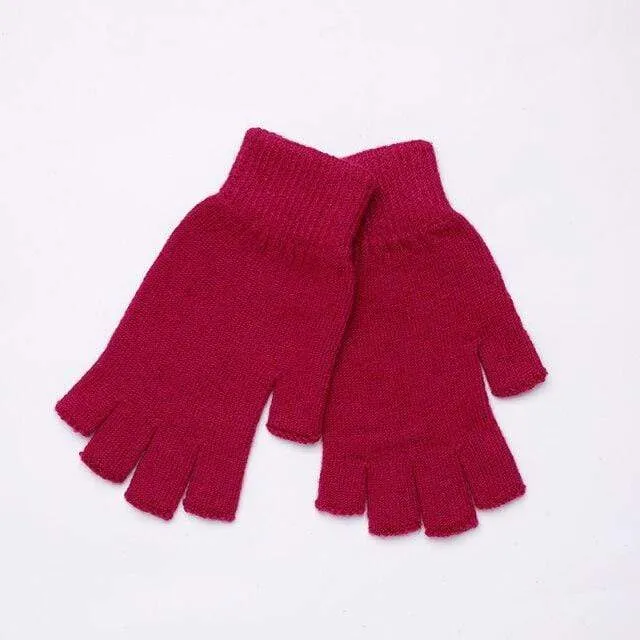 Sparsil Damen Herren Halbfinger Kaschmirhandschuh Kurz Wollgestrickt Handgelenk Fäustling Winter Warm Unisex Wolle Stretch Fingerlose Handschuhe