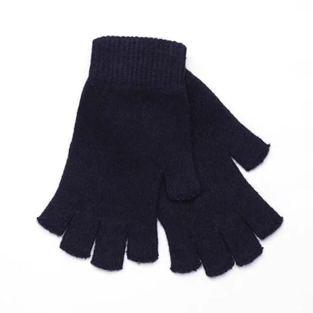 Sparsil Damen Herren Halbfinger Kaschmirhandschuh Kurz Wollgestrickt Handgelenk Fäustling Winter Warm Unisex Wolle Stretch Fingerlose Handschuhe