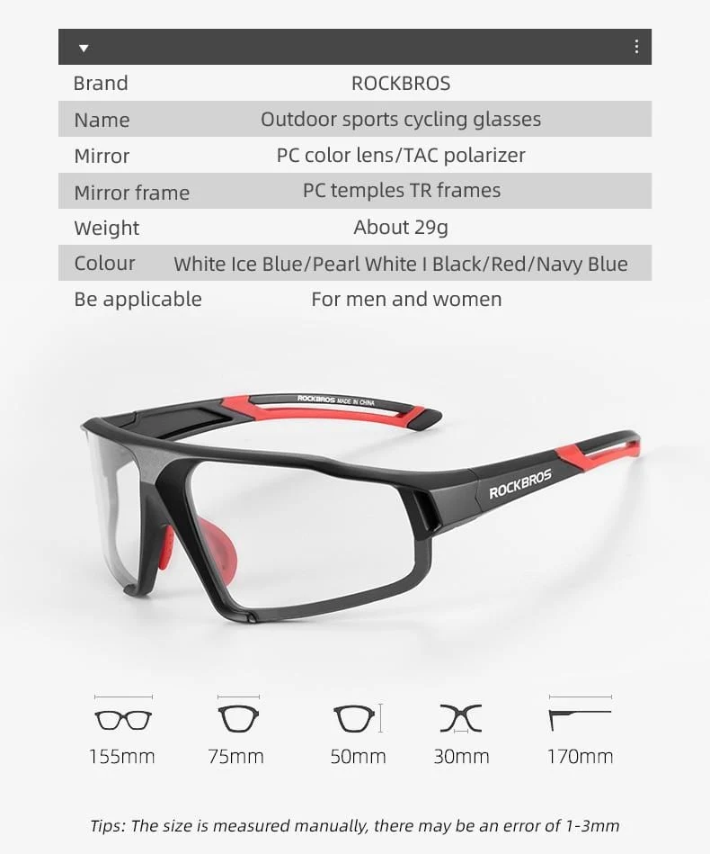 Photochrome Fahrradbrille Fahrradbrille Sport Herren Sonnenbrille MTB Rennrad Brille Schutzbrille