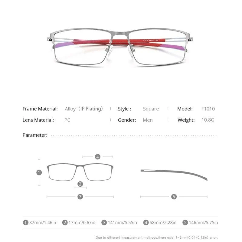 Titanlegierung Brillengestell Männer Quadrat Brillen Myopie Optische Rahmen Koreanische Schraubenlose Brillen F1010