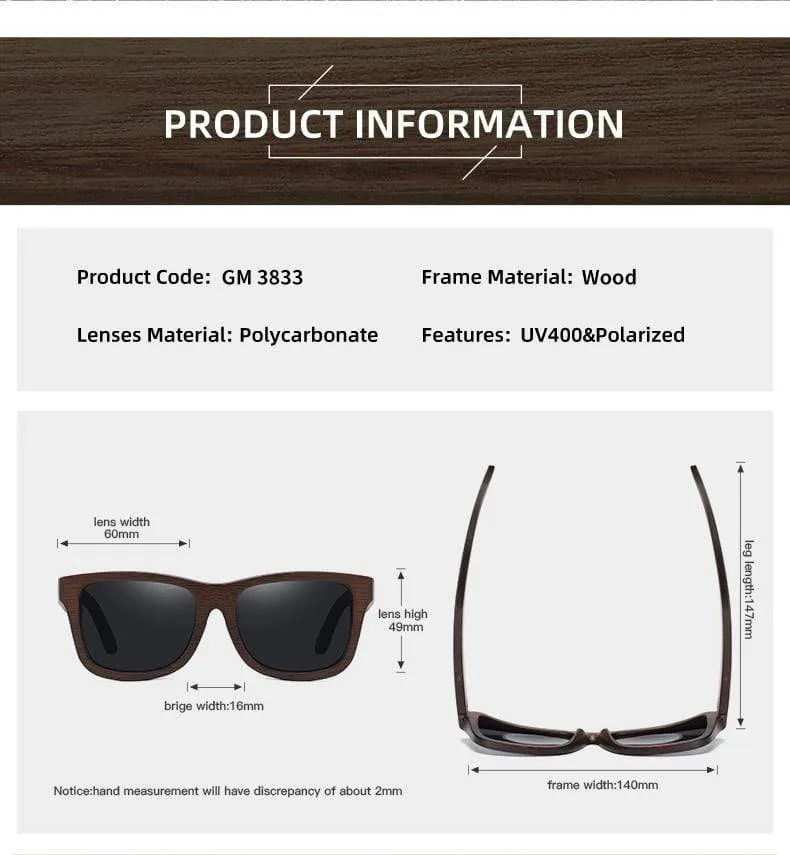 Sonnenbrille aus natürlichem Bambusholz, handgefertigt, polarisierte Gläser mit verspiegelter Beschichtung, mit Geschenkbox