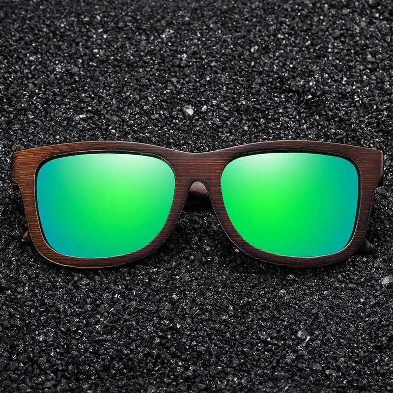 Sonnenbrille aus natürlichem Bambusholz, handgefertigt, polarisierte Gläser mit verspiegelter Beschichtung, mit Geschenkbox