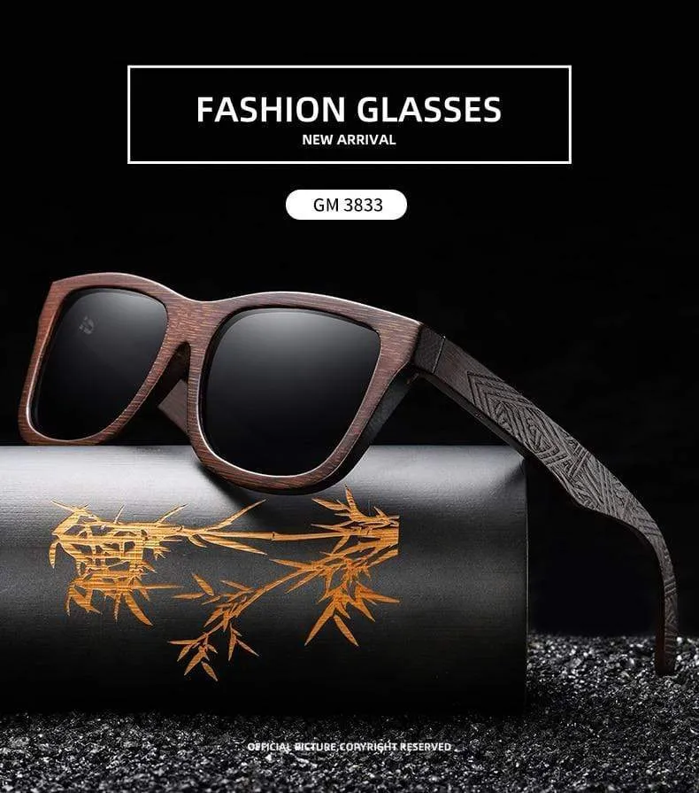 Sonnenbrille aus natürlichem Bambusholz, handgefertigt, polarisierte Gläser mit verspiegelter Beschichtung, mit Geschenkbox