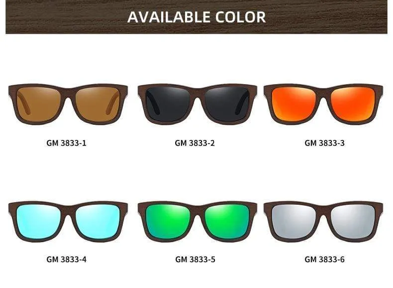 Sonnenbrille aus natürlichem Bambusholz, handgefertigt, polarisierte Gläser mit verspiegelter Beschichtung, mit Geschenkbox