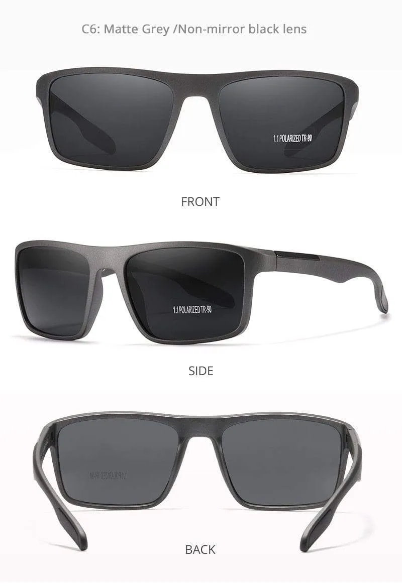 Rechteckige ultraleichte TR90-Sonnenbrille für Herren, polarisiert, TAC, 1.1 mm dicke Linse, Sonnenbrille für Damen, Sport, Kat. 3