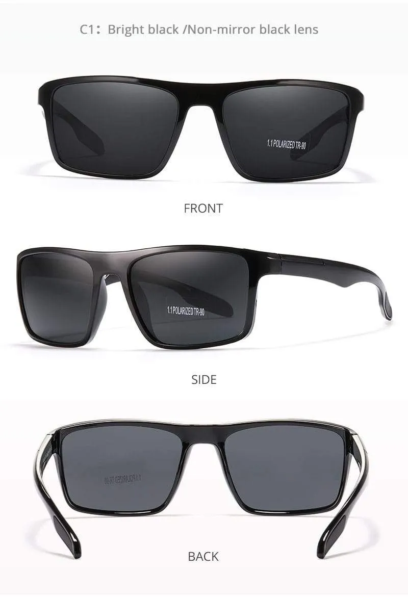 Rechteckige ultraleichte TR90-Sonnenbrille für Herren, polarisiert, TAC, 1.1 mm dicke Linse, Sonnenbrille für Damen, Sport, Kat. 3