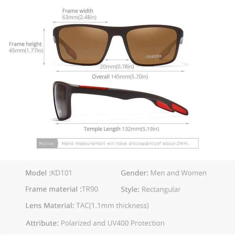 Rechteckige ultraleichte TR90-Sonnenbrille für Herren, polarisiert, TAC, 1.1 mm dicke Linse, Sonnenbrille für Damen, Sport, Kat. 3