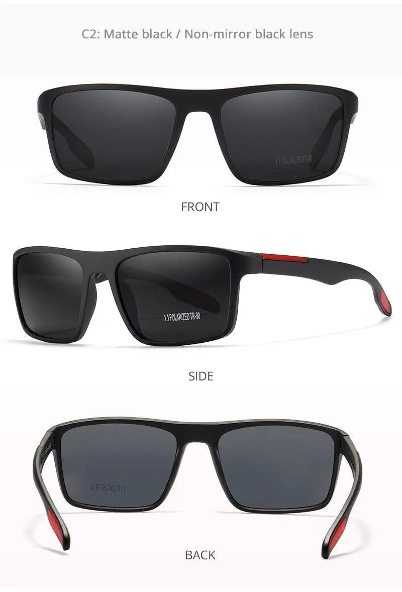 Rechteckige ultraleichte TR90-Sonnenbrille für Herren, polarisiert, TAC, 1.1 mm dicke Linse, Sonnenbrille für Damen, Sport, Kat. 3