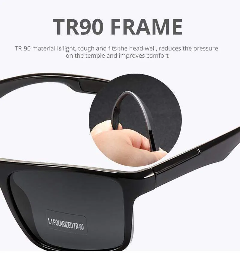 Rechteckige ultraleichte TR90-Sonnenbrille für Herren, polarisiert, TAC, 1.1 mm dicke Linse, Sonnenbrille für Damen, Sport, Kat. 3
