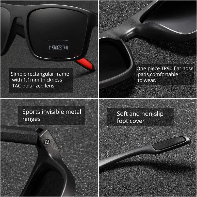 Rechteckige ultraleichte TR90-Sonnenbrille für Herren, polarisiert, TAC, 1.1 mm dicke Linse, Sonnenbrille für Damen, Sport, Kat. 3