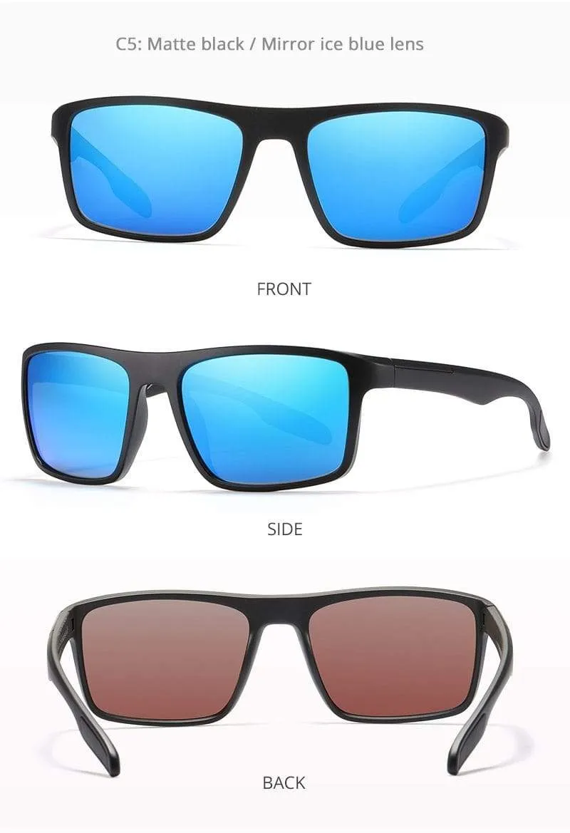 Rechteckige ultraleichte TR90-Sonnenbrille für Herren, polarisiert, TAC, 1.1 mm dicke Linse, Sonnenbrille für Damen, Sport, Kat. 3