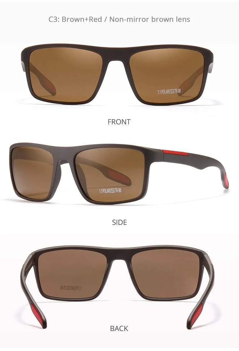 Rechteckige ultraleichte TR90-Sonnenbrille für Herren, polarisiert, TAC, 1.1 mm dicke Linse, Sonnenbrille für Damen, Sport, Kat. 3