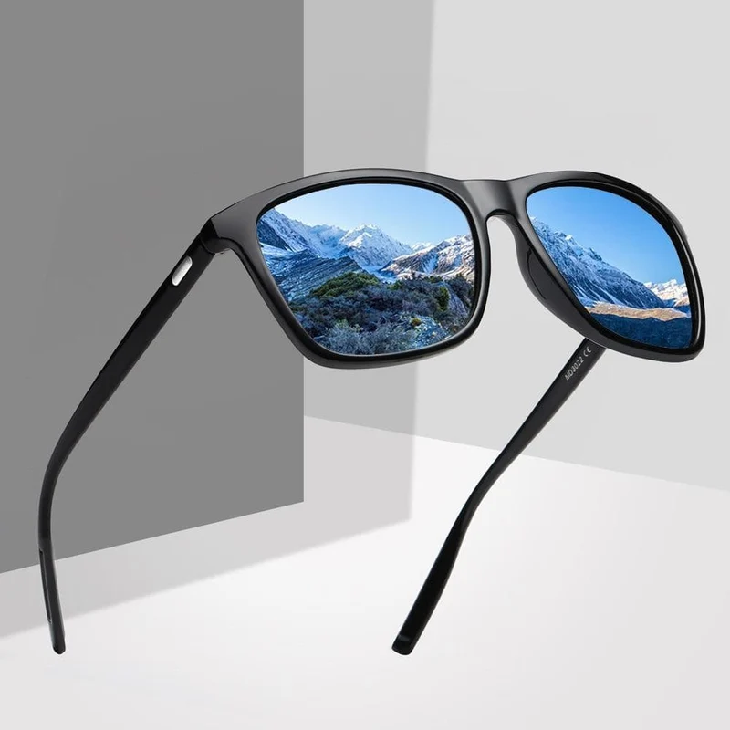 Sonnenbrille Herren/Damen Polarisiert Quadratisch Spiegel Autofahren Sonnenbrille Herren Markendesigner Retro Klassisch Vintage Fahrerbrille UV400