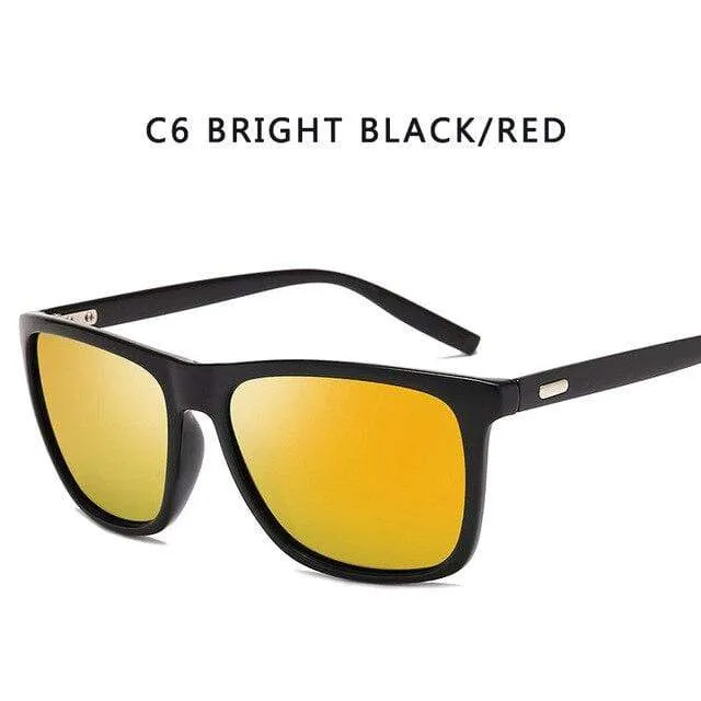 Sonnenbrille Herren/Damen Polarisiert Quadratisch Spiegel Autofahren Sonnenbrille Herren Markendesigner Retro Klassisch Vintage Fahrerbrille UV400