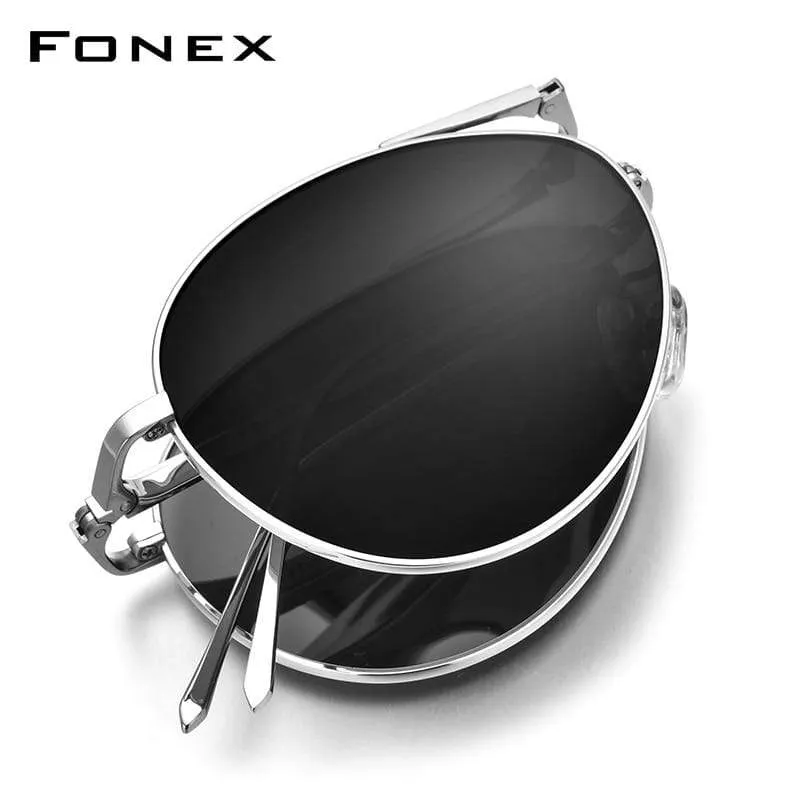 Polarisierte Sonnenbrille aus Titan für Herren, faltbar, klassische Luftfahrt-Sonnenbrille für Herren, Pilotenbrille, hochwertige Sonnenbrille für Herren, 838