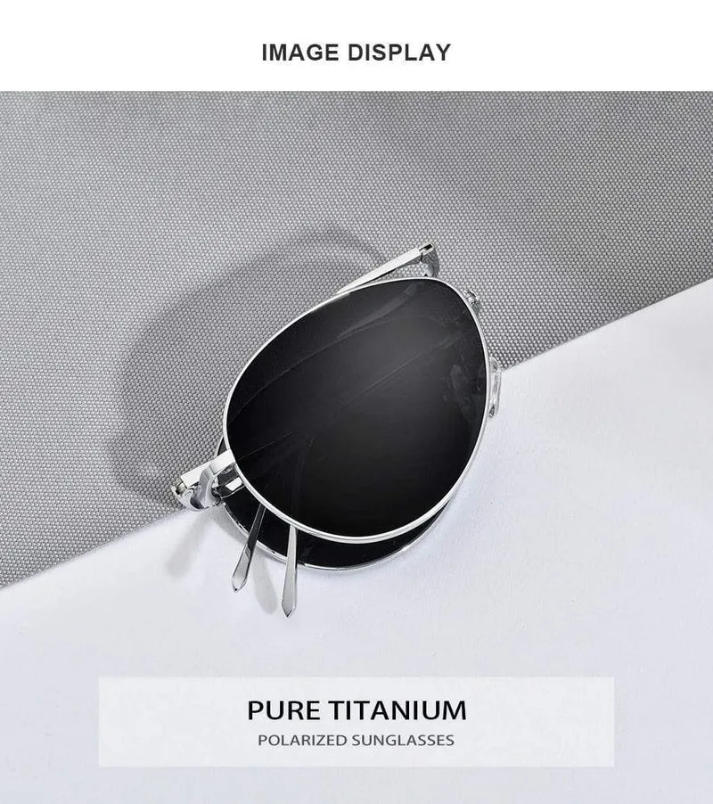 Polarisierte Sonnenbrille aus Titan für Herren, faltbar, klassische Luftfahrt-Sonnenbrille für Herren, Pilotenbrille, hochwertige Sonnenbrille für Herren, 838