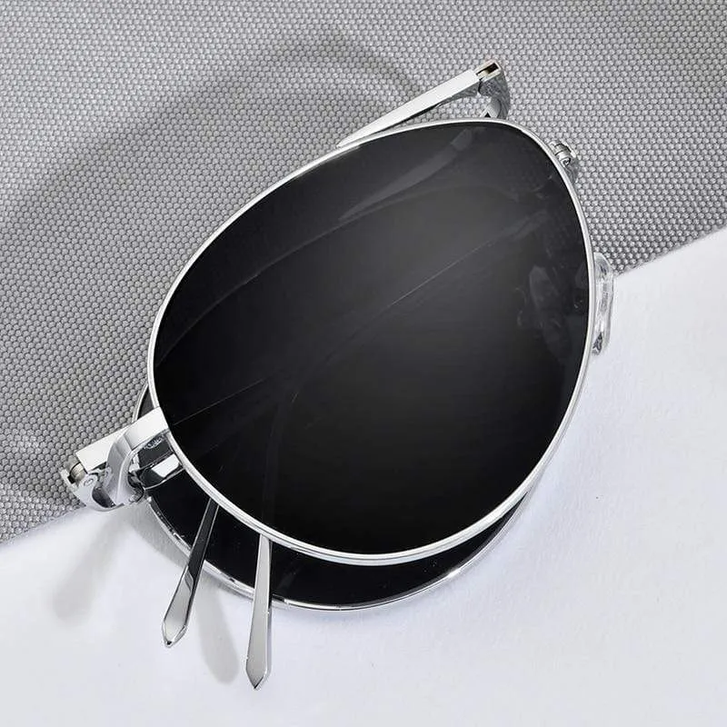 Polarisierte Sonnenbrille aus Titan für Herren, faltbar, klassische Luftfahrt-Sonnenbrille für Herren, Pilotenbrille, hochwertige Sonnenbrille für Herren, 838