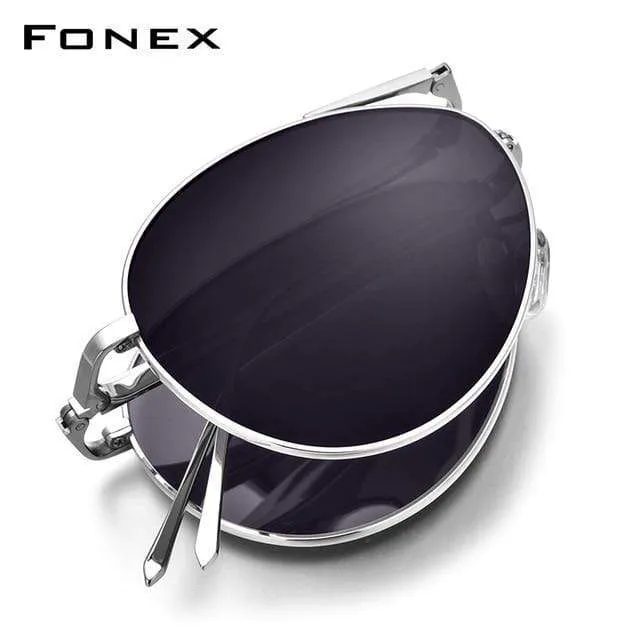 Polarisierte Sonnenbrille aus Titan für Herren, faltbar, klassische Luftfahrt-Sonnenbrille für Herren, Pilotenbrille, hochwertige Sonnenbrille für Herren, 838