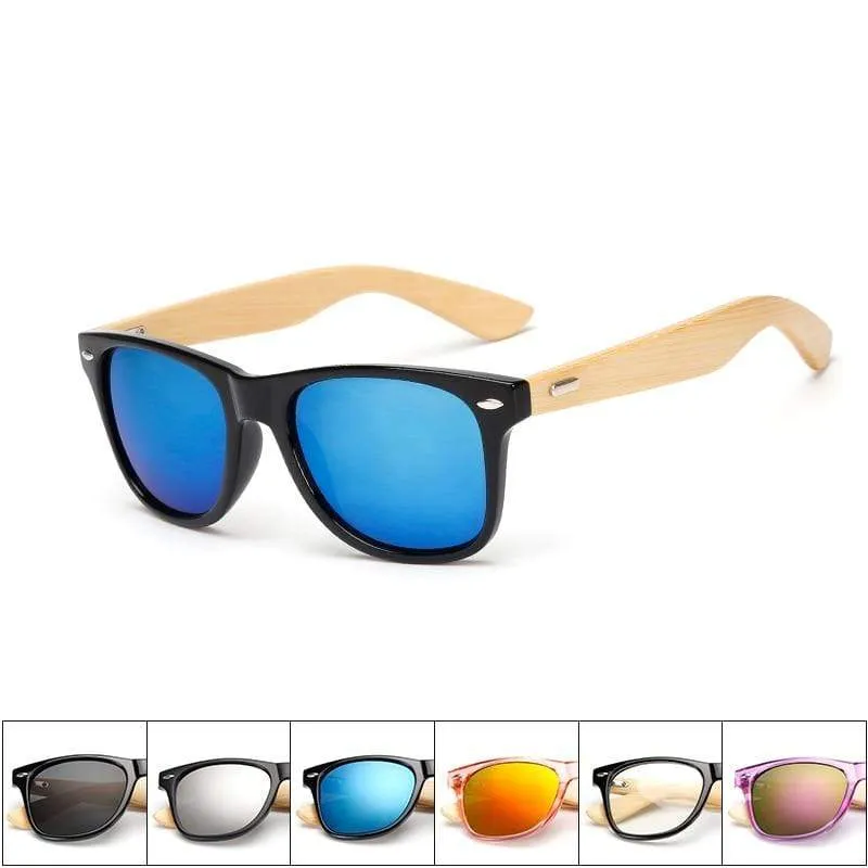 17 Farbe Holz Sonnenbrille Männer Frauen quadratischen Bambus Frauen für Frauen Männer Spiegel Sonnenbrille Retro de Sol Masculino Handgefertigt