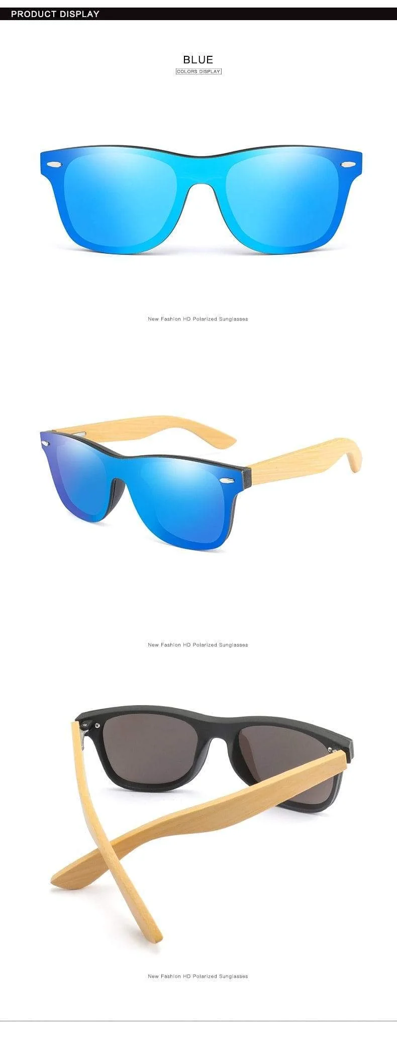 17 Farbe Holz Sonnenbrille Männer Frauen quadratischen Bambus Frauen für Frauen Männer Spiegel Sonnenbrille Retro de Sol Masculino Handgefertigt