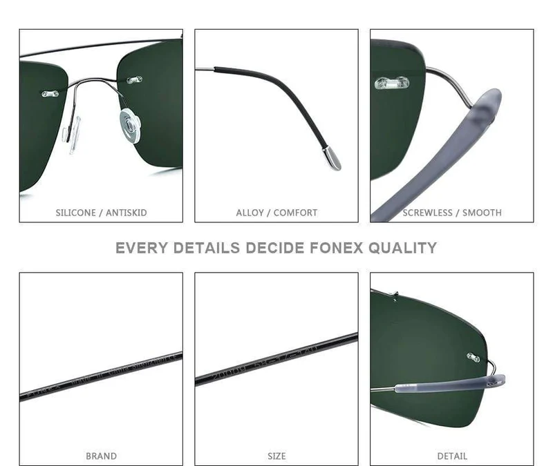 Randlose Sonnenbrille aus Titanlegierung TR90 für Herren, 2020, neue ultraleichte, schraubenlose, quadratische Sonnenbrille für Damen, polarisierte Sonnenbrille für Herren 20009