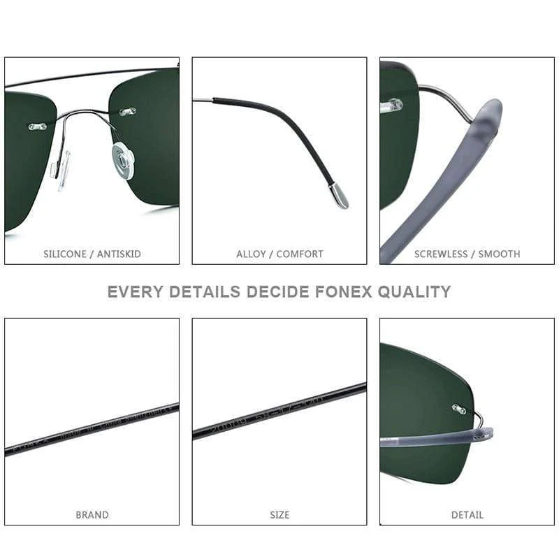 Randlose Sonnenbrille aus Titanlegierung TR90 für Herren, 2020, neue ultraleichte, schraubenlose, quadratische Sonnenbrille für Damen, polarisierte Sonnenbrille für Herren 20009