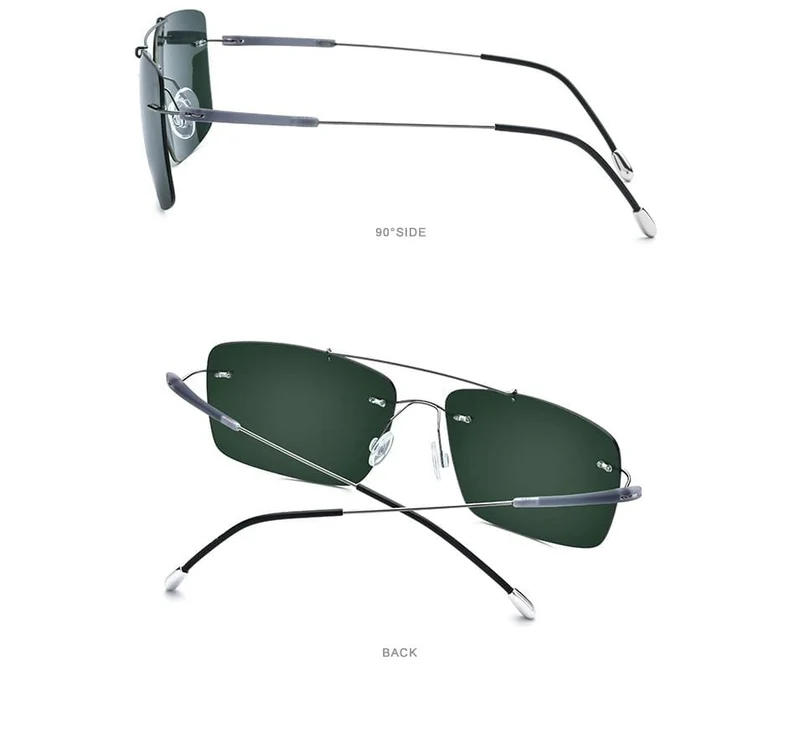 Randlose Sonnenbrille aus Titanlegierung TR90 für Herren, 2020, neue ultraleichte, schraubenlose, quadratische Sonnenbrille für Damen, polarisierte Sonnenbrille für Herren 20009