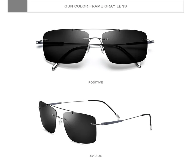 Randlose Sonnenbrille aus Titanlegierung TR90 für Herren, 2020, neue ultraleichte, schraubenlose, quadratische Sonnenbrille für Damen, polarisierte Sonnenbrille für Herren 20009