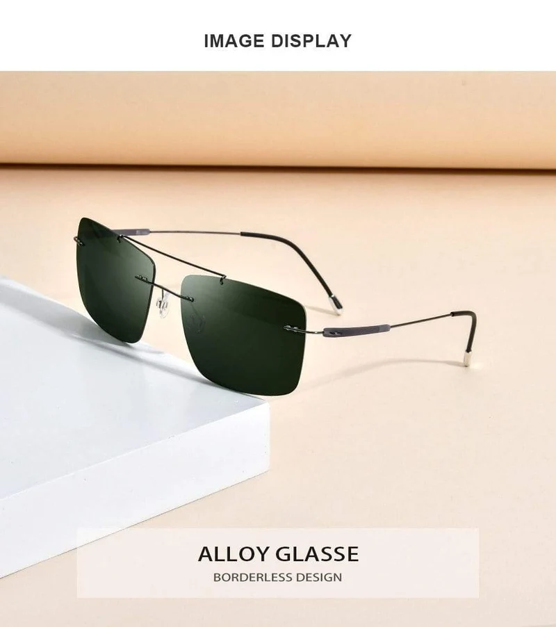 Randlose Sonnenbrille aus Titanlegierung TR90 für Herren, 2020, neue ultraleichte, schraubenlose, quadratische Sonnenbrille für Damen, polarisierte Sonnenbrille für Herren 20009